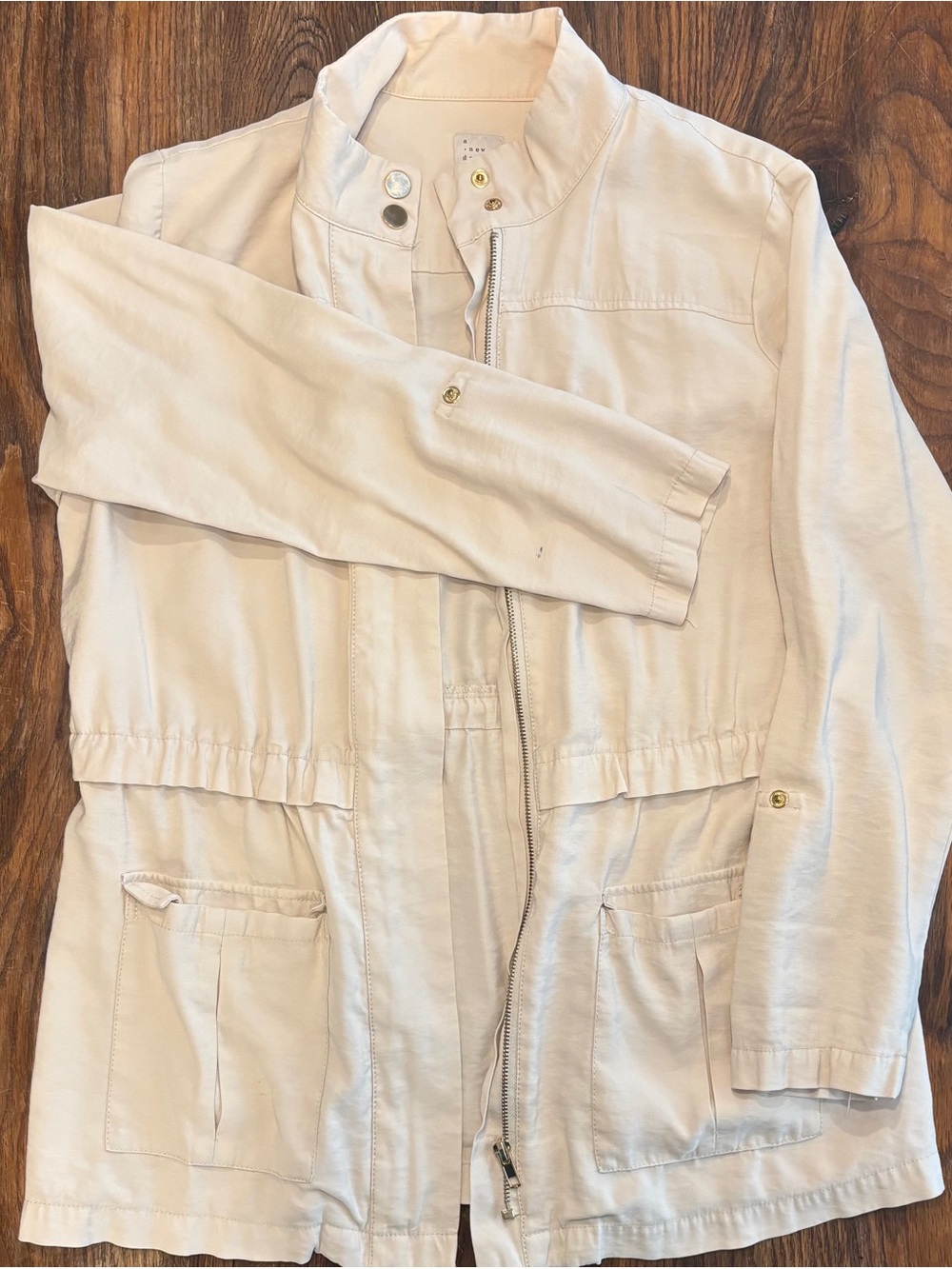 a new day Light Beige Cream Women's Zip Jacket Large
